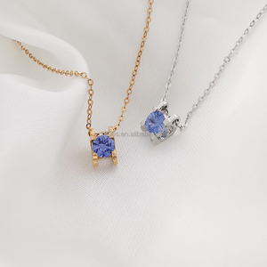 Trendy Classic 18K Solid <strong>Gold</strong> Women's Jewelry Real <strong>Sapphire</strong> Pendant Charm <strong>Necklace</strong> and Sparkle O Chain for Weddings - Product Image 3