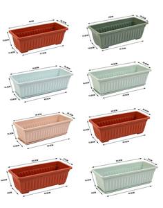 Classique marron rectangulaire Mini intérieur extérieur jardin <span class=keywords><strong>fleur</strong></span> planteur Pot décoration de la maison en plastique céramique-like plusieurs fleurs - Product Image 1