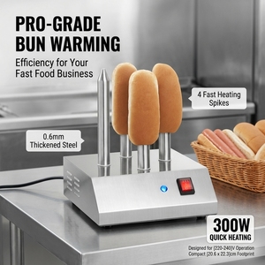 Stainless Steel Hot Dog Rotisserie <b>Toaster</b> Electric Countertop Tostapane 4 Skewer Commercial Food Warmer - Product Image 5