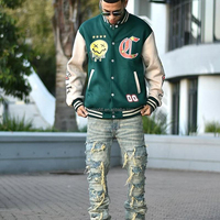 Chaqueta Varsity Personalizada, Estilo Letterman, Streetwear Y2K, Bordado, Parches de Chenilla, Mangas en Contraste, Botones a Presión, Estampado Gráfico, Venta al Por Mayor