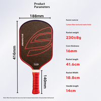 Raquette de pickleball tout-en-un pressée thermiquement en fibre de carbone T700, finition mate K-fiber premium, 230g, 41.5cm, 16mm, pour l'entraînement