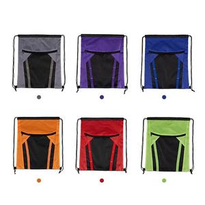 Mochila con Cordón de Poliéster 210D Personalizada al por Mayor con Logotipo, Bolsillo Frontal, Bolsa Deportiva de Lona con Cordón y Patrón de Letras - Product Image 5