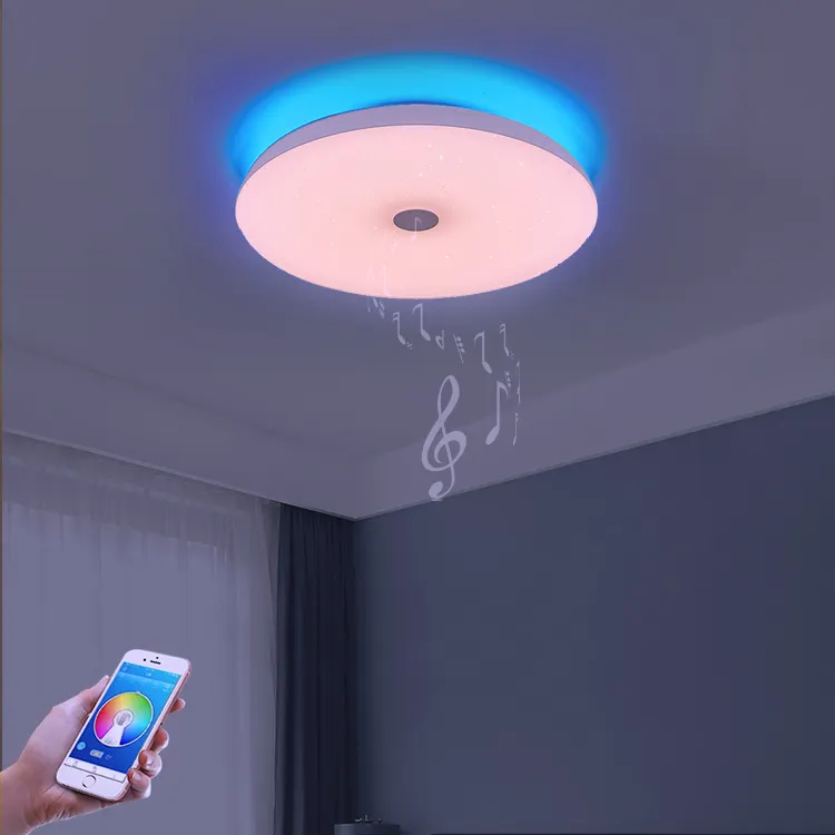 Домашний декор, спальня, RGB регулируемое освещение, умное приложение, дистанционное управление, Светодиодная потолочная музыкальная лампа