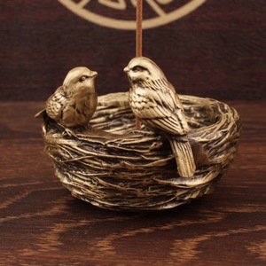 Brass Bird Nest Incense Holder Handmade Metal Aromatic <b>Diffuser</b> Home Decor - Product Image 2