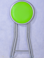 Tabouret pliant en métal avec siège rembourré rond et doux, tabouret pliable en acier pour la maison et les fêtes