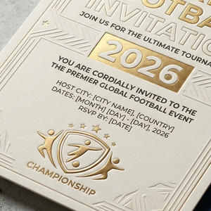 Invitación de Papel para Eventos Deportivos de Fútbol, con Textura en Relieve de Lujo, Impresión Personalizada, Estampado en Lámina Dorada, Tarjeta de Felicitación - Product Image 5