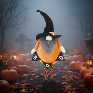 Gnomo Arancione in Tessuto, Figura Decorativa 6.3x4.3x16 Pollici, Decorazione per Halloween, Articoli per Feste - Product Image 2