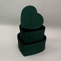 Boîte cadeau en velours en forme de cœur en gros, 3 pièces - Boîte cadeau souvenir de fleurs de qualité supérieure, boîte cadeau d'anniversaire