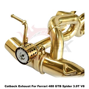 Vortex Golden Titanium Valved Catback <b>Exhaust</b> System for Ferrari 488 GTB Spider 3.9T V8 Direct Fit Performance System - Product Image 4
