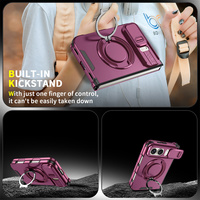 Coque de téléphone en PC rigide peinte avec cache-caméra coulissant, prête à être expédiée, pour iPhone Duo avec béquille annulaire 360° et coque antichoc magnétique