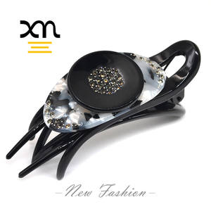 Pinces à cheveux en acétate de plastique et <span class=keywords><strong>strass</strong></span>, épingles à cheveux, pinces pour <span class=keywords><strong>chignon</strong></span>, support élégant, vente en gros, 1 pièce - Product Image 4