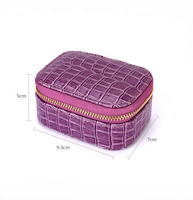 Boîte à bijoux en cuir à motif crocodile, pochette à bijoux portable en cuir PU, boîte de rangement pour bracelets, accessoires, boucles d'oreilles, bagues, sac à fermeture éclair