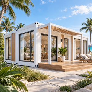 Casa Contenedor Moderna con Paredes de Vidrio y Terraza de Madera, Diseño Rectangular para Espacio de Vivienda - Product Image 3