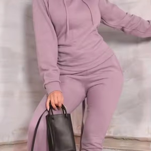 Nouvel ensemble sweat-shirt et pantalon de survêtement personnalisé pour femme, sweat-shirt dos nu et pantalon de survêtement en molleton épais en coton pour femme - Product Image 1