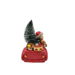 Resin <b>Christmas</b> Truck Ornament With Child And <b>Tree</b> Vintage Style Hanging Decoration For Holiday Decor - Product Image 3