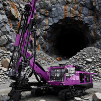 Foreuse hydraulique DTH à cabine fermée pour l'exploitation minière, machine de forage de trous de dynamitage intégrée sur chenilles, à vendre