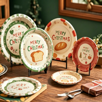 Assiettes en papier imprimées colorées pour fêtes d'anniversaire, assiettes en papier pour micro-ondes, assiettes jetables résistantes à la graisse pour le service des aliments