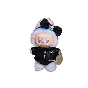 Ropa para Muñecas Labubu, Ajuste Universal para Generaciones 1 y 3, Conjunto de Accesorios de Llavero de Vinilo con Encaje Negro, Lazo y Bolso - Product Image 4