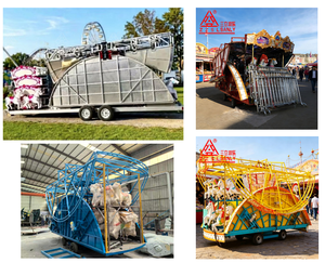 Equipo de Parque de Atracciones, <span class=keywords><strong>Carrusel</strong></span> Móvil para Mercado de Feriados y Carnaval, con Remolque, en Venta - Product Image 4
