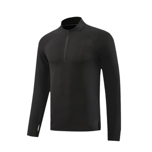 Camiseta Deportiva Casual para Hombre, de Manga Larga, Cuello Redondo, Color Sólido, con Diseño de Media Cremallera, Diseño Liso - Product Image 4