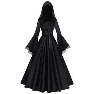 Sorcière d'âge <span class=keywords><strong>moyen</strong></span> à plumes avec robe gothique à capuche 5XL Trench pour Halloween - Product Image 5