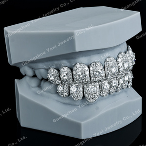 מותאם אישית גברים נשים תחתון עליון 10 8 6 hipop s925 זהב מלא מצופה perm לחתוך עגול יהלום מושלם moissanite שיניים grillz - Product Image 3