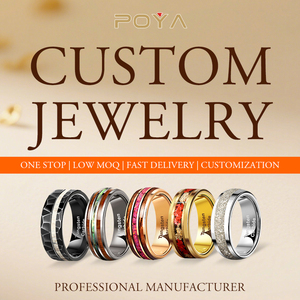 Anelli Nuziali POYA 8mm in Argento per Fidanzamento e Anniversario, Anello in Tungsteno Smussato con Intarsio in Opale Arenario e Meteorite - Product Image 3