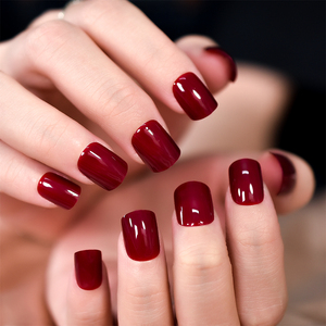Decoración <span class=keywords><strong>Vino</strong></span> <span class=keywords><strong>Rojo</strong></span> Gel Acrílico Productos de belleza Cubierta completa Squoval Prensa corta en las <span class=keywords><strong>uñas</strong></span> 12 tamaños-24 piezas - Product Image 6