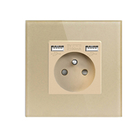 Prise murale électrique française en verre avec prises USB, type 86, 16A 220V