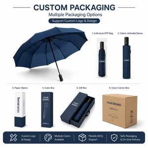 Paraguas Automático de Apertura y Cierre, Plegable en 3 Secciones, Compacto, Resistente al Viento, Portátil, con Logotipo Personalizado - Product Image 5