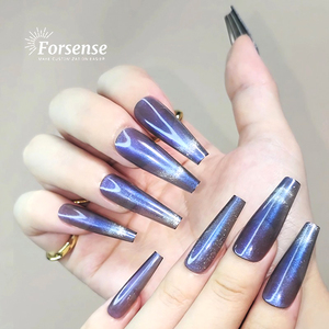 Forsense gros oeil de chat <span class=keywords><strong>faux</strong></span> ongles <span class=keywords><strong>coller</strong></span> sur oeil de chat presse sur les ongles dames magnétique 24 réutilisable <span class=keywords><strong>faux</strong></span> ongles conseils long cercueil - Product Image 2