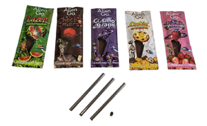 กระดาษมวนบุหรี่แบบกรวยรสแตงโม สตรอว์เบอร์รี องุ่น ช็อกโกแลต คุกกี้ ยี่ห้อ Alien Go  แบบแพ็คไมลาร์สีน้ำตาลเข้ม - Product Image 3