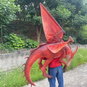 Dinosaure animatronique réaliste, <span class=keywords><strong>dragon</strong></span> marionnette accrocheur d'attention en rouge - Product Image 4