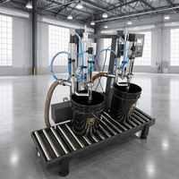 Machine de remplissage semi-automatique à double tête pour pesage au-dessus du niveau de liquide, équipement d'emballage de liquides en fûts de 0,5 à 20 kg