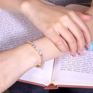 Bracelet tennis pour femme en laiton plaqué or 18 carats avec zircones cubiques de haute qualité, chaîne à griffes, <span class=keywords><strong>accessoires</strong></span> de mode exquis - Product Image 6