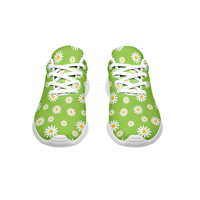 Chaussures de course personnalisées à imprimé floral marguerite verte pour hommes et femmes, respirantes, légères, avec logo personnalisé, baskets de sport décontractées