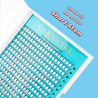 Ekstensi bulu mata premade Korea PBT Fiber, kipas bulu mata 3D, bulu mata premade, kipas volume premade batang pendek, perekat panas.