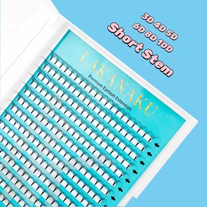 Extensions de <span class=keywords><strong>cils</strong></span> pré-faits en fibre PBT coréenne, bouquets de <span class=keywords><strong>cils</strong></span> 3D pré-faits, éventails de <span class=keywords><strong>cils</strong></span> thermocollés à tige courte, éventails de volume pré-faits - Product Image 4
