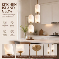 Lampe suspendue moderne minimaliste en marbre d'albâtre, hauteur réglable, LED, pour salle à manger, chambre à coucher, chevet, bar, décoration