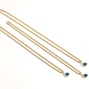 สร้อยคอแฟชั่นสแตนเลสสตีลยอดนิยม จี้รูปดวงตาสีน้ำเงินทรงกลม - Product Image 2