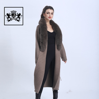 Cardigan en laine pour femmes, Design de luxe, pull, grande taille, tricot manteau à poches, longueur cheville,