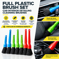 Brosse de nettoyage durable en nylon et cuir, ergonomique, antidérapante, avec manche en PP, rouge, anti-peluchage, pour sièges de voiture, tableau de bord et aérateurs intérieurs