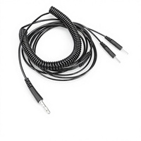 Câble d'électrode de physiothérapie à tête banane 4.0, connecteur à aiguille 2.0, cordon d'alimentation à ressort en PU ignifuge pour courant continu basse puissance