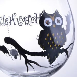 Hand Painted Bat and <strong>Owl</strong> Glass <strong>Candle</strong> <strong>Holder</strong> with Bead for Hallows' Day - Product Image 2