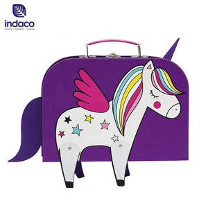 Wholesale of customized purple unicorn cardboard high-end <b>suitcase</b> with handle gift box in 2026 - Product Image 2