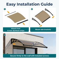 Auvent moderne en polycarbonate cintrée avec gouttière intégrée et support ABS pour terrasse résidentielle