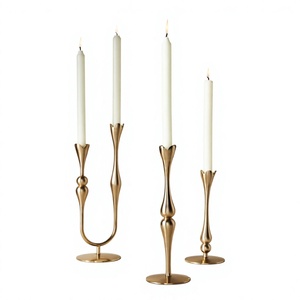 Exclusive <b>Brass</b> <b>Candlestick</b> <b>Holder</b> Set Of 4 Taper Candle <b>Holders</b> For Home Decoration Durable Metal Candle <b>Holders</b> - Product Image 1
