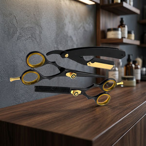 ASAP - Juego de Tijeras de Peluquería Profesionales de Acero Inoxidable Negro Mate para Diestros, Mango Largo, 28 Dientes, Tijeras de Peluquero para Salón - Product Image 5