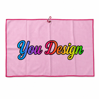 Serviette de golf en microfibre gaufrée 380 GSM avec logo personnalisé et clip, 60x40cm, séchage rapide, imprimée, pour nettoyage de clubs de golf, vente en gros