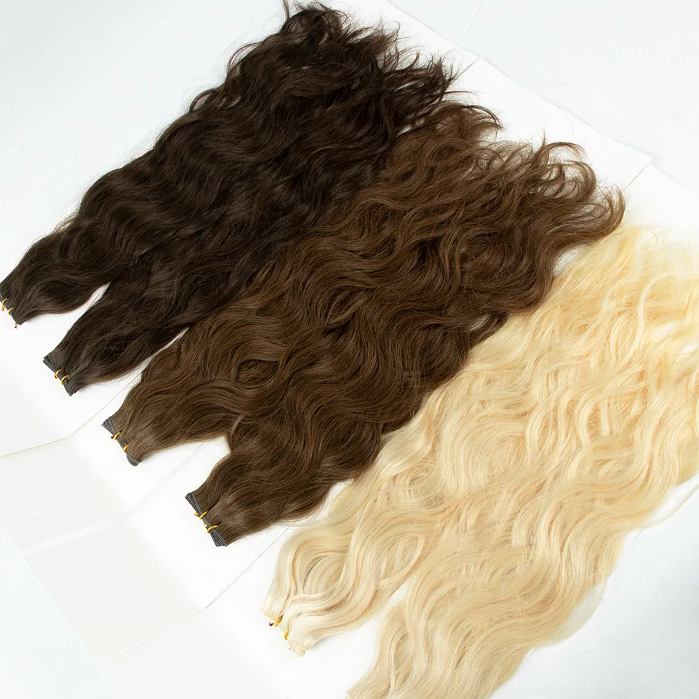 New Arrive Flat Weft Thick End Wholesale Grade 12a Russian Genius Weft Hair Extensions